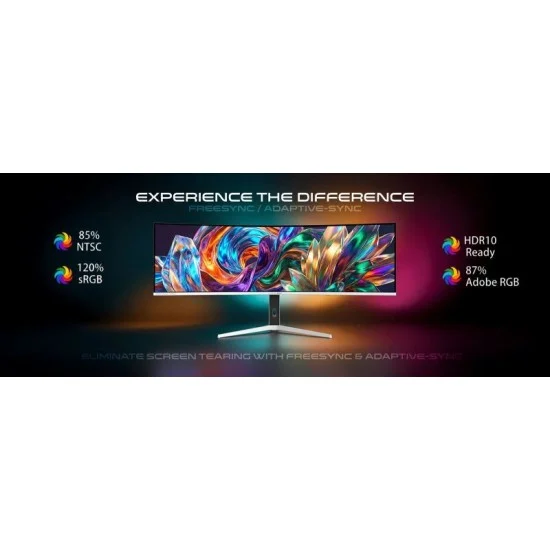 GAMEON Spectra Pro X Series 49" DQHD 120Hz MPRT 0.5ms HDMI 2.1 Fast VA Panel Curved Gaming Monitor 1500R 32:9 (Supports PS5) - White